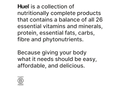 Text description of 'Fuel' products with vitamins, minerals, protein, and other nutrients on a white background.