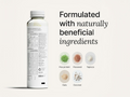 Nutritional supplement bottle with ingredients listed on a white background