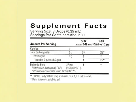 ChildLife InfantBiotics Probiotic Drops 10.5ml bottle supplement facts