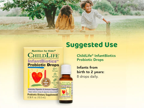 ChildLife InfantBiotics Probiotic Drops 10.5ml suggested use instructions