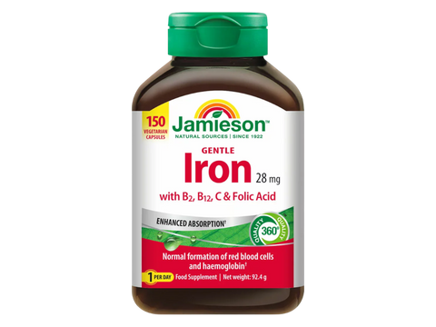 Jamieson Iron 28mg with Folic Acid & C, B Vitamins - 150 Capsules