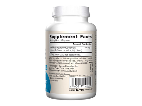 Jarrow Formulas 5-HTP 100 mg Serotonin Precursor Supplement – 60 Veggie Capsules product barcode on bottle