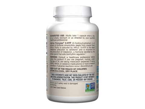 Jarrow Formulas 5-HTP 100 mg Serotonin Precursor Supplement – 60 Veggie Capsules benefits infographic for mood and sleep support