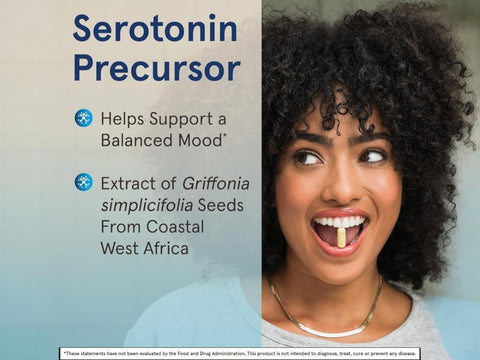 Jarrow Formulas 5-HTP 100 mg Serotonin Precursor Supplement – 60 Veggie Capsules Griffonia simplicifolia extract ingredient infographic