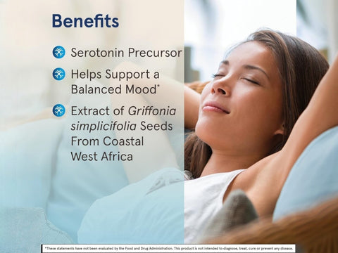 Jarrow Formulas 5-HTP 50 mg Serotonin Precursor Supplement – 90 Veggie Capsules benefits infographic for mood and sleep support