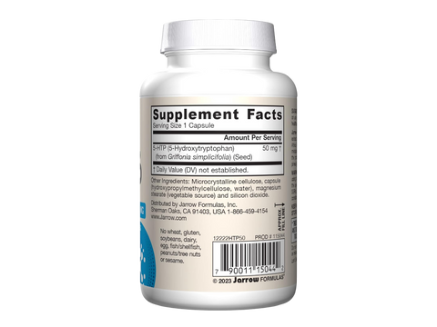 Jarrow Formulas 5-HTP 50 mg Serotonin Precursor Supplement – 90 Veggie Capsules product barcode on bottle