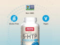 Jarrow Formulas 5-HTP 50 mg Serotonin Precursor Supplement – 90 Veggie Capsules bottle angled view