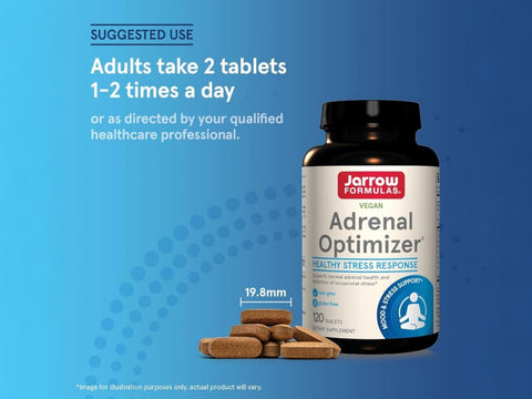 Jarrow Formulas Adrenal Optimizer Healthy Stress Response Adaptogenic Supplement – 120 Tablets How to Use directions label