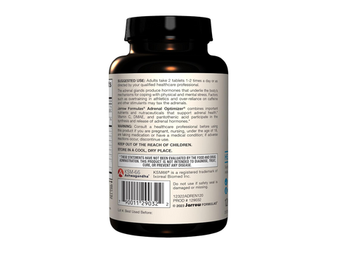Jarrow Formulas Adrenal Optimizer Healthy Stress Response Adaptogenic Supplement – 120 Tablets How to Use directions label