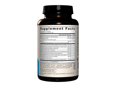 Jarrow Formulas Adrenal Optimizer Healthy Stress Response Adaptogenic Supplement – 120 Tablets Supplement Facts panel