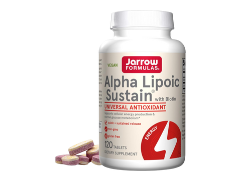 Jarrow Formulas Alpha Lipoic Sustain with Biotin 300 mg Antioxidant Supplement – 120 Tablets bottle front view