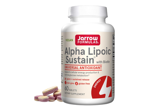 Jarrow Formulas Alpha Lipoic Sustain with Biotin 300 mg Antioxidant Supplement – 60 Tablets bottle front view