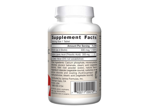 Jarrow Formulas Alpha Lipoic Sustain with Biotin 300 mg Antioxidant Supplement – 120 Tablets product barcode on 60 bottle
