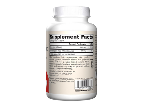 Jarrow Formulas Alpha Lipoic Sustain with Biotin 300 mg Antioxidant Supplement – 120 Tablets product barcode on 120 bottle