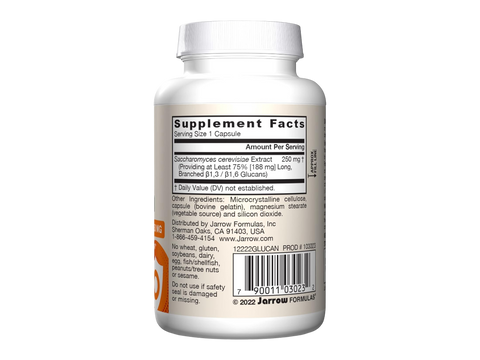 Jarrow Formulas Beta Glucan 250 mg Immune Support Supplement – 60 Capsules product barcode on bottle