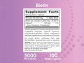 Supplement facts and directions for Jarrow Biotin.