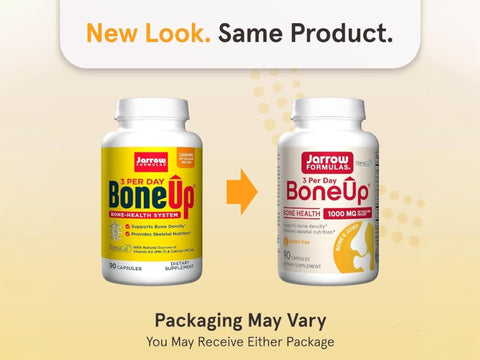 Jarrow Formulas BoneUP 3-Per-Day Bone Health Calcium Supplement – 90 or 180 Capsules bottle front view packaging may vary