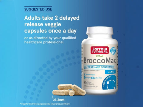 Jarrow Formulas BroccoMax 35 mg Broccoli Seed Extract Supplement – 60–120 Delayed Release Veggie Capsules How to Use directions label