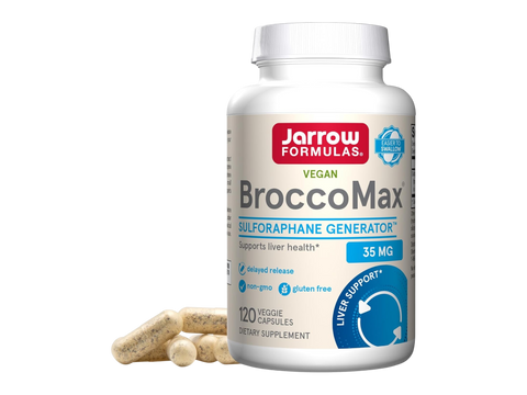 Jarrow Formulas BroccoMax 35 mg Broccoli Seed Extract Supplement – 120 Delayed Release Veggie Capsules bottle front view