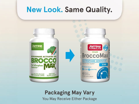 Jarrow Formulas BroccoMax 35 mg Broccoli Seed Extract Supplement – 60–120 Delayed Release Veggie Capsules bottle front view packaging may vary