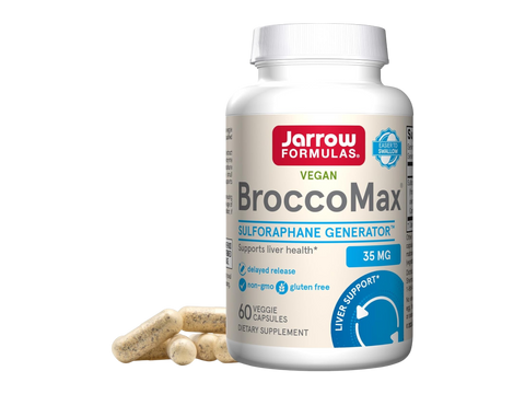 Jarrow Formulas BroccoMax 35 mg Broccoli Seed Extract Supplement – 60 Delayed Release Veggie Capsules bottle front view
