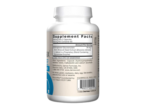 Jarrow Formulas BroccoMax 35 mg Broccoli Seed Extract Supplement – 120 Delayed Release Veggie Capsules product barcode on bottle