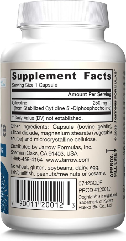 Jarrow Formulas Citicoline (CDP Choline) 250 mg – 60-120 Capsules