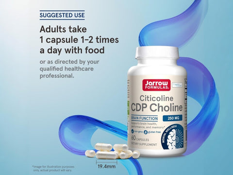 Jarrow Formulas Citicoline CDP Choline 250 mg Brain Health Supplement – 60–120 Capsules How to Use directions label