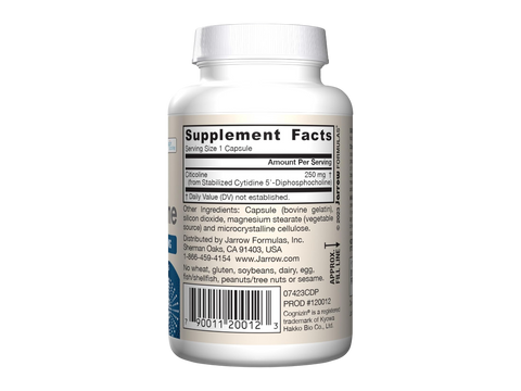 Jarrow Formulas Citicoline CDP Choline 250 mg Brain Health Supplement – 60–120 Capsules product barcode on bottle