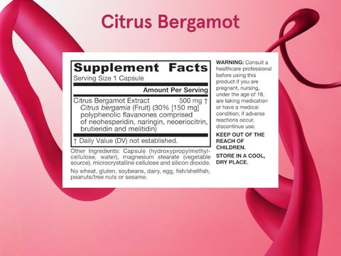 Jarrow Formulas Citrus Bergamot Flavonoid Supplement – 60–120 Veggie Capsules Supplement Facts panel