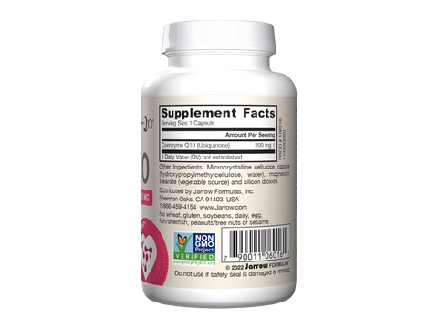 Jarrow Formulas Co-Q10 200 mg Coenzyme Q10 Antioxidant Supplement – 60 Veggie Capsules product barcode on bottle