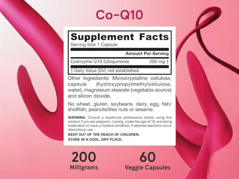 Jarrow Formulas Co-Q10 200 mg Coenzyme Q10 Antioxidant Supplement – 60 Veggie Capsules Supplement Facts panel