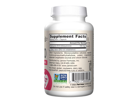 Jarrow Formulas Co-Q10 100 mg Coenzyme Q10 Antioxidant Supplement – 60 Veggie Capsules product barcode on bottle