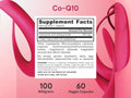 Jarrow Formulas Co-Q10 100 mg Coenzyme Q10 Antioxidant Supplement – 60 Veggie Capsules Supplement Facts panel