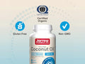 Jarrow Formulas Coconut Oil Extra Virgin 1000 mg Supplement – 120 Softgels bottle angled view with softgels