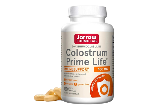 Jarrow Formulas Colostrum Prime Life 400 mg Immune and Gut Health Supplement – 120 Veggie Capsules bottle front view
