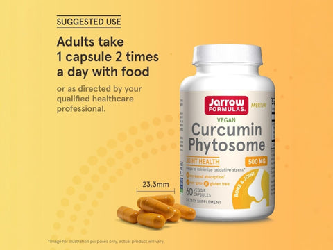 Jarrow Formulas Curcumin Phytosome 500 mg Turmeric Extract Supplement – 60–120 Veggie Capsules How to Use directions label