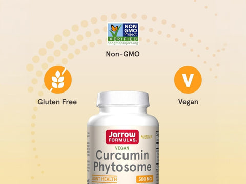 Jarrow Formulas Curcumin Phytosome 500 mg Turmeric Extract Supplement – 60–120 Veggie Capsules bottle angled view