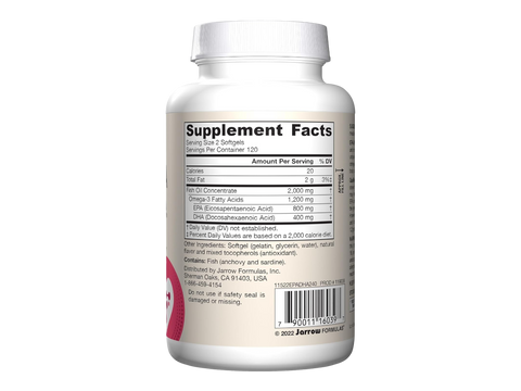 Jarrow Formulas EPA-DHA Balance 600 mg Omega-3 Fish Oil Supplement – 240 Softgels product barcode on bottle