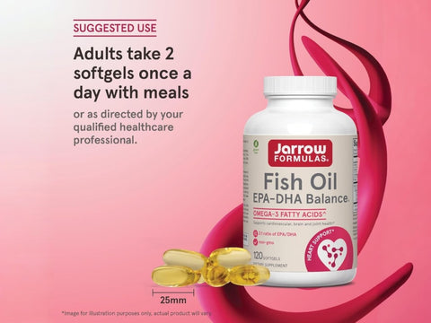 Jarrow Formulas EPA-DHA Balance 600 mg Omega-3 Fish Oil Supplement – 120–240 Softgels How to Use directions label