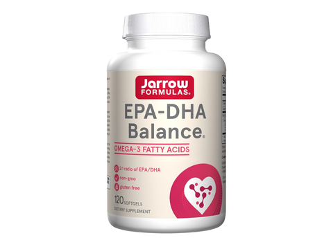 Jarrow Formulas EPA-DHA Balance 600 mg Omega-3 Fish Oil Supplement – 120 Softgels bottle front view.