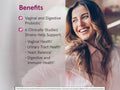 Jarrow Formulas Fem-Dophilus Advanced 10 Billion CFU Women’s Probiotic Supplement – 30 Veggie Capsules benefits infographic for vaginal, urinary, digestive and immune health