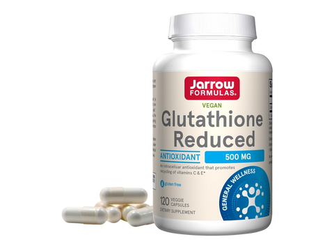 Jarrow Formulas Glutathione Reduced 500 mg Antioxidant Supplement – 120 Veggie Capsules bottle front view