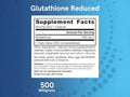 Jarrow Formulas Glutathione Reduced 500 mg Antioxidant Supplement – 60–150 Veggie Capsules Supplement Facts panel
