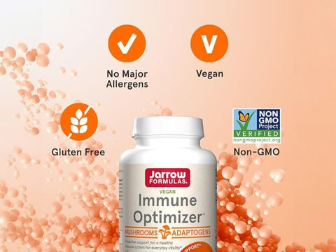 Jarrow Formulas Immune Optimizer Mushroom and Adaptogen Immune Support Supplement – 90 Veggie Capsules ingredients and product information label