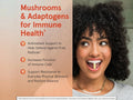 Jarrow Formulas Immune Optimizer Mushroom and Adaptogen Immune Support Supplement – 90 Veggie Capsules benefits infographic for immune system and vitality support