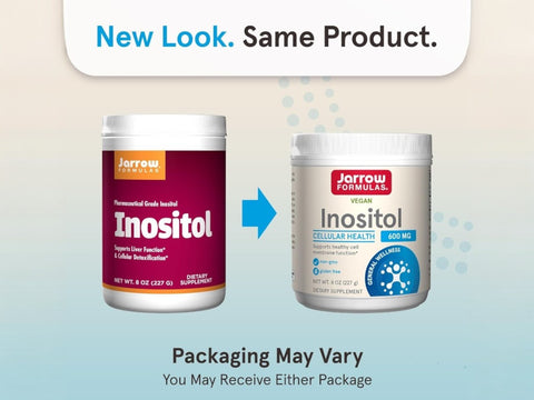 Jarrow Formulas Inositol 600 mg Powder Dietary Supplement – 227 g container front view- Packaging May Vary