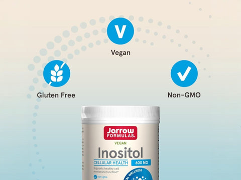 Jarrow Formulas Inositol 600 mg Powder Dietary Supplement – 227 g container angled view