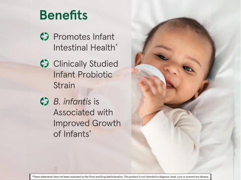 Jarrow Formulas Jarro-Dophilus Infant 1 Billion CFU Probiotic Supplement – 15 ml benefits infographic for infant digestive and gut health