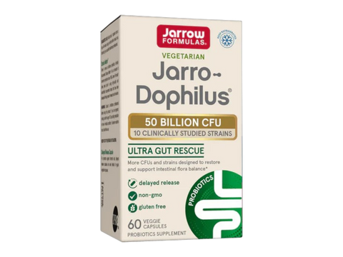 Jarrow Formulas Jarro-Dophilus Ultra Gut Rescue 50 Billion CFU Probiotic Supplement – 60 Delayed Release Veggie Capsules box front view